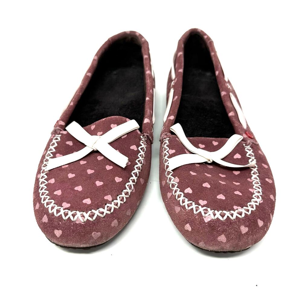 Ugg Size 6‎ Moccasins Red Heart Valentine Slip On House Shoe Flats Sherpa Lined - Picture 2 of 7